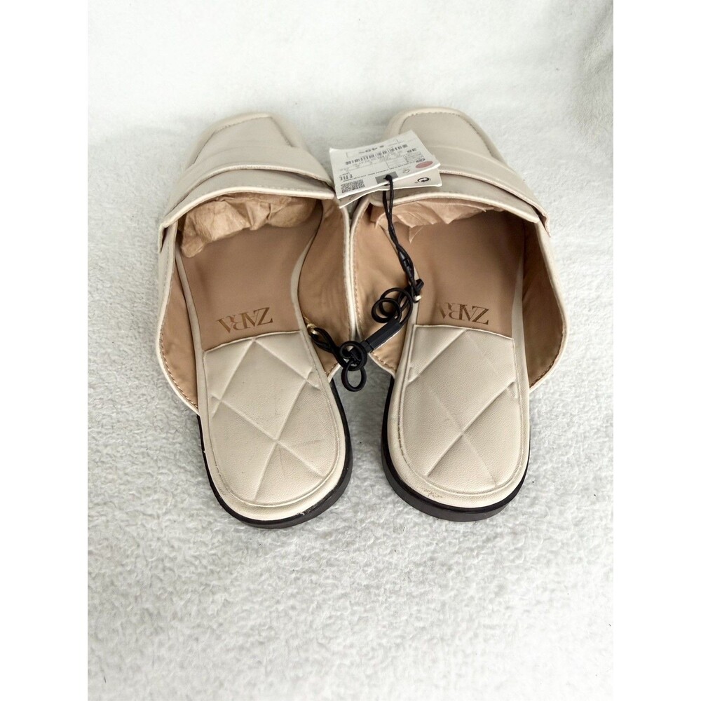 ZARA Women’s Slides Mules Slip Ons Loafers Open Back Sz 38 7.5 Tan shoes - Picture 4 of 9